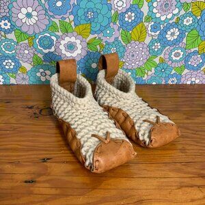 Chilote Organic Wool And Leather House Shoes/Slippers Size:XS